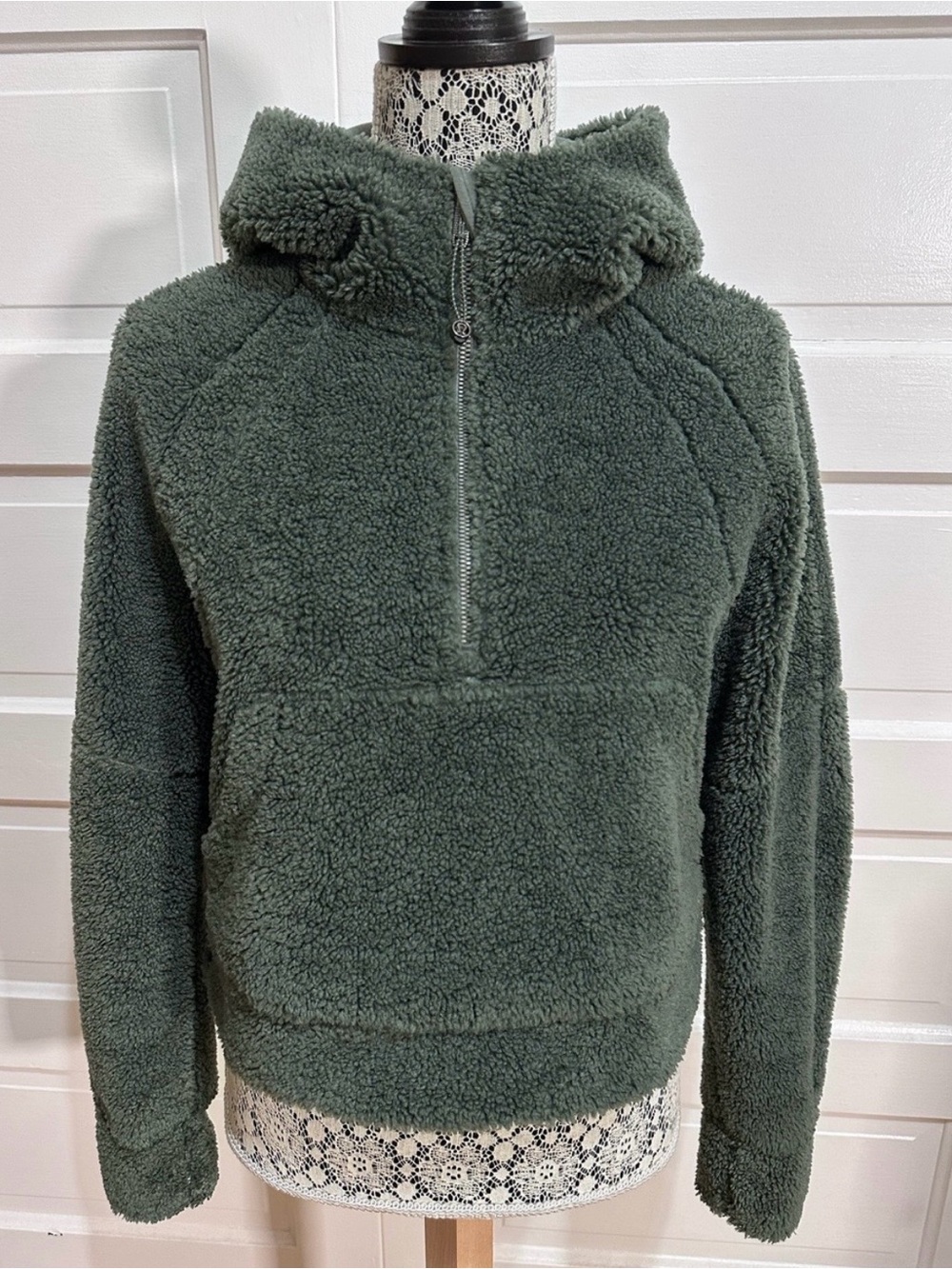Cozy Lululemon Scuba Oversized Half-Zip Fleece Hoodie Sz XS/S Smoked Spruce $148